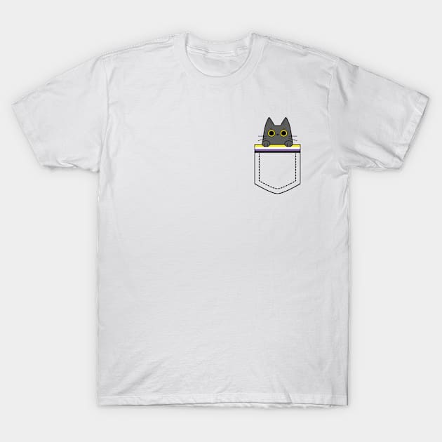 Nonbinary cat in a pocket T-Shirt by Kaktus Tees